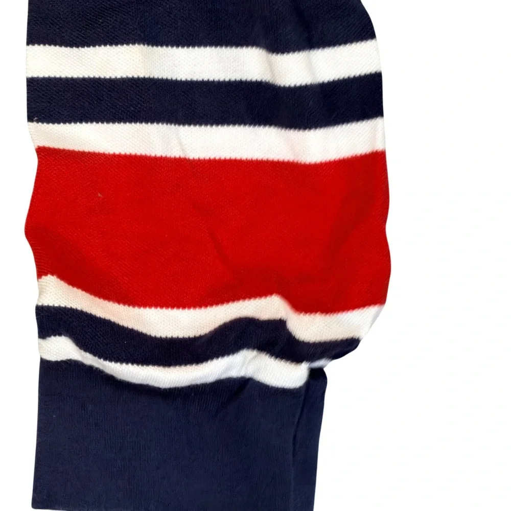 Tommy Hilfiger Polo Shirt Mens XL Navy Red White Cotton Long Sleeve Classic Fit